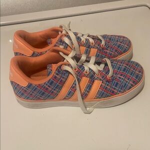 adidas Kids Blue & Orange Plaid Lace-Up Sneakers
